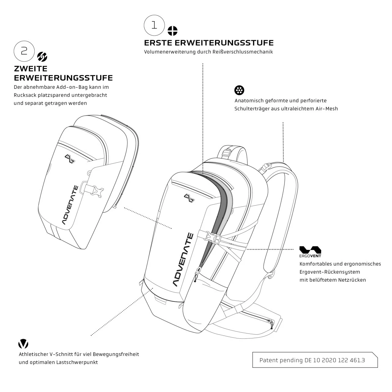 Advenate - Rucksack / Protektoren Rucksack Symphony 18+2+6 Light Blue 3 Advenate - Rucksack / Protektoren Rucksack Symphony 18+2+6 Light Blue – Bild 3