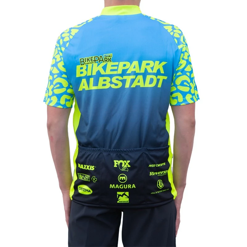 Bikepark Albstadt - XC Racing Jersey Kurzarm Leopard Design 2020 Flu Yellow/Cyan/Petrol 2 Bikepark Albstadt - XC Racing Jersey Kurzarm Leopard Design 2020 Flu Yellow/Cyan/Petrol – Bild 2