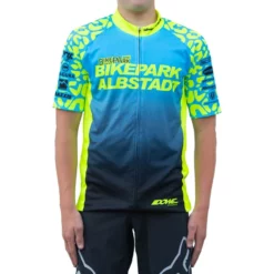 Bikepark Albstadt - XC Racing Jersey Kurzarm Leopard Design 2020 Flu Yellow/Cyan/Petrol