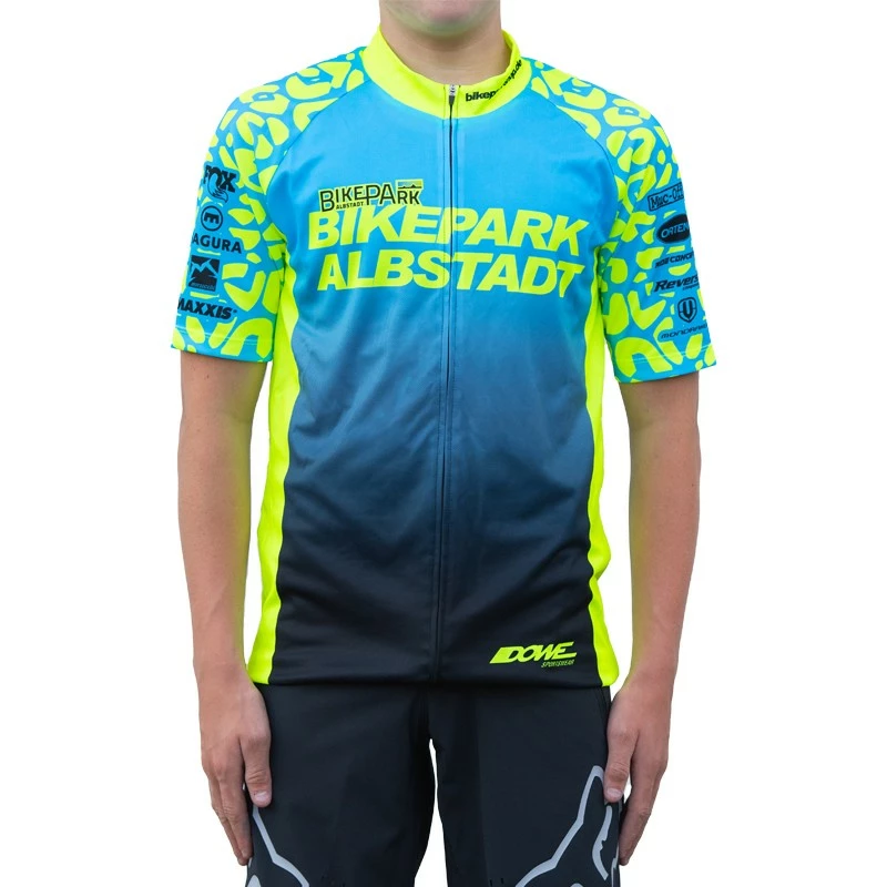 Bikepark Albstadt - XC Racing Jersey Kurzarm Leopard Design 2020 Flu Yellow/Cyan/Petrol 1 Bikepark Albstadt - XC Racing Jersey Kurzarm Leopard Design 2020 Flu Yellow/Cyan/Petrol